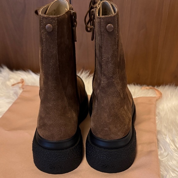 Stuart Weitzman Brown Lace-Up Suede Boots - Picture 4 of 12